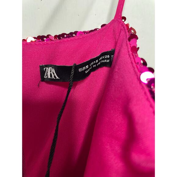 NEW Zara Pink Sequin Mini Dress Size Small - Picture 2 of 6